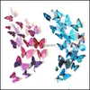 Wall Stickers 3D Simation Butterfly Fridge Magnets Home Animal Pvc Kids Rooms Wedding Brooch Hair Accessories Ornament 1 6Dj M2 Drop Otqg0