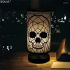 Lampade da tavolo Lampada in ferro battuto gotico Creativo Skull Touch Scrivania Soggiorno Camera da letto Comodino Luce a LED Decorazione di Halloween USB E27