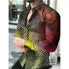 Camisas informales para hombre, camisa abotonada con cuello vuelto a la moda de lujo para hombre, cárdigan de manga larga con estampado 3d de puntos, ropa para hombre