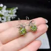 Kolczyki Dangle Classic Green Peridot kamień szlachetny Wiszące kolczyki 925 Srebrny hak naturalny styl klejnotowy atrakcyjne urodziny Boże Narodzenie