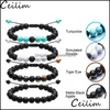 Bracelets de lave volcanique pour hommes perlés Perles de pierre naturelle réglables Onyx mat Turquoises Bracelet tressé Bracelets Guérison Nce Yoga D Otskg