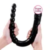 sex toy massager Transparent double head dragon gun machine women's masturbation appliance soft fake penis fun backcourt pull bead anal plug adult products