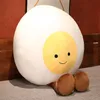 Peluche di uova sode di cartone animato da 40 cm Kawaii creativo uovo farcito abbraccio cuscino schienale del divano decorazioni divertenti regali per bambini