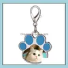 Parti Favor Süblimasyon Köpek Pençesi Anahtar Kezlik Metal DIY P O KEYRING Sevimli Pet Ayak İzi Asma Kolye Noel Hediyesi Çocuk RRA12655 DR OTR9A