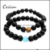 Beaded Fashion Lava Mens Bracelet Semiprecious Natural Stones Onyx Hematite Beads Handmade Health Stretchy Jewelry Fit Holiday Lover Otxwo