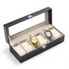 6 SLOTS WRIST Watch Display Case Box Jewelry Storage Organizer Box With Cover Case smycken Watches Display Holder Organizer244R