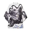 M￤ns avslappnade skjortor 64# Traditionella kl￤der M￤ns l￶s ￶ppen front 3/4 Sleeve Japanese Style Print Cover Up Cardigan Vintage Summer