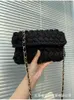 Evening Bags Tas Selempang Bahu Tenun Tali Fashion Untuk Wanita Tangan Rajut Rantai Persegi Dompet Ponsel Tutup Kepangan Kecil