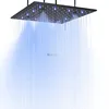 Matte Black 16 inch 304 Stainless Steel Shower Head Bathroom Rain Mist LED Color Changing Shower Head