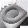 Toilettensitzbezüge Winterwärmer Er Matte Badezimmer Pad Kissen mit Griff Dicker weicher waschbarer Closestool RRB12450 Drop Lieferung Hom Ott8P