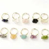 Anneaux De Mariage Femmes Multicolore Roche Naturelle Fil Minéral Wrap Quartz Pierre Redimensionnable Améthystes Fluorite Cristal Creative Bague