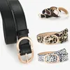 Riemen vrouwelijke luipaard riem slang huid print dunne taillband pu lederen goud ring hart pin pin metalen gesp ladies