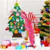 Juldekorationer handgjorda diy filt träd med ornament barn barn jultomten Xmas år dörrvägg hängande dekoration manual en dhqdb