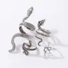 Cluster Rings 4pcs Punk Cool Handsome Men's Long Snake Print Ring Set Hip Hop Retro Snake-shaped Animal Exaggerated Statement Jewelry