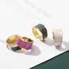 Cluster Rings Fashion Geometric Circle Opining Ring For Women Multicolor Enamel Glaze Metal Open Finger Wedding Jewelry Korean 2022