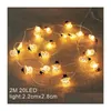 Kerstdecoraties 2m Santa Claus Tree Led String Lights Garland Snowflakes Christmas Decoration for Home Fairy Light Nieuwjaar XMA DHKX1