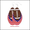 Charm Bohemia 3 Layers Pu Leather Earrings For Women Football Baseball Sequin Glitter Fashion Sport Jewelry Independence Drop Deliver Otghk