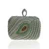 Evening Bags 2022 Vintage Hand-beaded Sequined Bag High Grade Peacock Feather Clutch Purse Dress Chain Handbag WY51