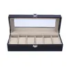 6 SLOTS WRIST Watch Display Case Box Jewelry Storage Organizer Box With Cover Case smycken Watches Display Holder Organizer244R