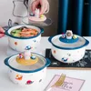 Zestawy naczyń obiadowych Space Instant Makaron Bowl Cartoon Kreatywne słodkie z pokrywką jako uchwyt na telefon komórkowy zupa o dużej pojemności