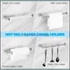 Towel Racks Self Adhesive Paper Roll Holder Wall Mount Sier Black Gold Stainless Steel Papers Rack For Kitchen Bathroom Rrd12073 Dro Otvyw