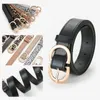 Belts Female Leopard Belt Snake Skin Print Thin Waistband PU Leather Gold Ring Heart Pin Metal Buckle Ladies