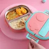 Utensílios de jantar para crianças lanche para crianças portátil 304 aço inoxidável à prova de vazamento Bento Baby Child ao ar livre Camping Picnic Container