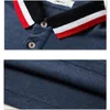 رجال Polos Autumn Fashion Mens Long Sleeve Polo Starts Stand Collar Male Solid Solid بالإضافة إلى حجم 6XL ملابس الأعمال غير الرسمية