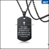 Pendant Necklaces Bible Verse Necklace Cross Stainless Steel Mens Dog Tag Religious Jewelry Black For Chris Sqckwx Queen66 2070 Q2 D Dh8Bk