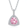 New Women's Triangle Necklace Pendant Pink/Yellow Shiny Cubic Zirconia Wedding Engagement Bridal Fine Jewelry