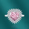 New Fashion Large Heart Shape Pink Gemstone Ring Glamour Jewelry Women CZ Wedding Impegno Fidanzamento Accessori da donna Regali