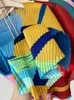 Koszule damskie miyake plisowane swobodne topy 2023 wiosna lato koreańska moda luźna duża rozmiar koszulka batwing rękaw Batwing
