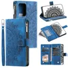 Multifunction Leather Wallet Cases For Samsung S23 Ultra S22 Plus S21 FE S20 A04 4G A14 5G A53 A33 A32 A22 A13 A12 Totem Lace Flower Zipper Cash Card Slot Holder Flip Cover