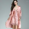 Kadın pijama birdsky 1 adet kadın gece slip elbise gecelik gecelik uzun kollu cüppeli elbise seti dantel dut ipek s-262