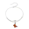 Bracelets de cheville rêve huile papillon Double couche cheville femme bohème pendentif plage pied bijoux FT1032