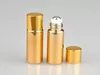 10pcs/lot 5ML silver gold colors Metal Roller Refillable Bottle For Essential Oils UV Roll-on Glass Bottles