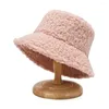 Boinas chapéus de cordeiro de inverno para mulheres luxuosas macias pescadores chapéu