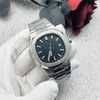 Mens 시계 Nautilus Parrot 40mm 자동 투명 기계 운동 접이식 버클 우아한 스포츠 파트 시계 디자이너 손목 시계 Montre de Luxe