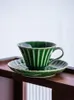 Mugs 2-Sets Green Retro Coffee Cup And Saucer Set Home Teacup Chinese Ceramic Tea Office Exquisite Gift Drinkware 150ml