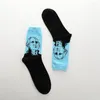 Herrensocken, 4 Paar/Set, gekämmte Baumwolle, lang, bunt, Retro-Druck, für Männer, cool, lustig, Crew, Mode, Kunst, Damen