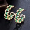 Moda Lüks Tasarımcı Hoop Küpeler Kadınlar İçin 14K Altın Kaplama Küpe Yuvarlak Yeşil AAA Kübik Zirkonya 925 Gümüş Posta Kadın Partisi Moda Bayan Mücevher Hediye