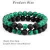 Brin 2 pièces/ensemble 8mm pierre de lave noire naturelle pour hommes femmes hématite Bracelets Couples Distance Yoga bijoux amant cadeau