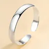 Bracelet Solide Lisse 10mm Bracelet Femme Personnalité Simple Plaqué Argent Ouvert Fête De Mariage Bijoux Cadeau D'anniversaire