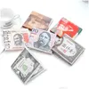 Storage Bags Creative Money Printing Wallet Zipper Foldable Short Dollar Sterling Euro Ruble Pattern Compartment Coin Purse Wvt1595 Dhfus