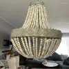 Pendant Lamps Natural Spiritual Carved Waist Seal Wooden Bead Chandelier Bedroom Dining Room