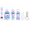 Party Gift 6pcs/set Christmas Neoprene Chapstick Holder Bulk Lipstick Wristlet Keychain Hand Sanitizer Holders With Metal Swivel Clip & 30ml Empty Travel Bottle