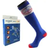 Chaussettes pour hommes Sport de plein air Hommes Mi-mollet Longueur Chaussette Protéger la cheville Talon renforcé Haute élastique Compression professionnelle avec boîte-cadeau