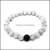 Beaded New Fashion Jewelry 2 Piece/Set Distance Bead Bracelet With 8Mm Tigereye White Turquoise Black Dl Stone Charm Bracelets Drop D Ot1Bi