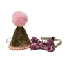 Vêtements de chien anniversaire chapeau d'animal de compagnie chat paillettes casquette de célébration avec bougie rose bleu costume de fête accessoires russes