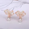 Boucles d'oreilles à dos Grace Jun, 2 couleurs au choix, strass Cz, nœud papillon, goutte d'eau, Clip sans Piercing pour femmes, mode sans trou d'oreille